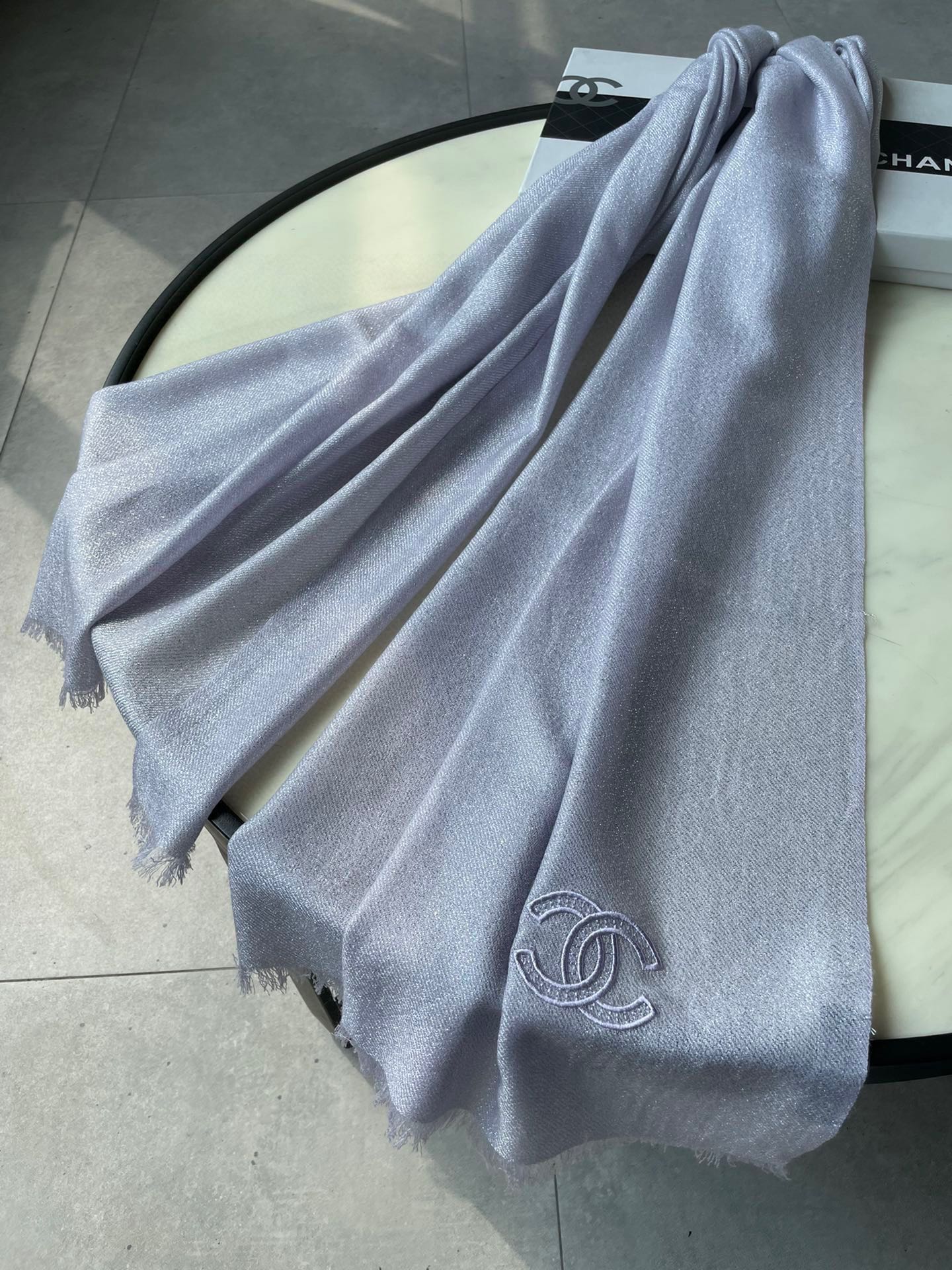 CC Scarf 210 CM In Light Grey Purple Cashmere 418352