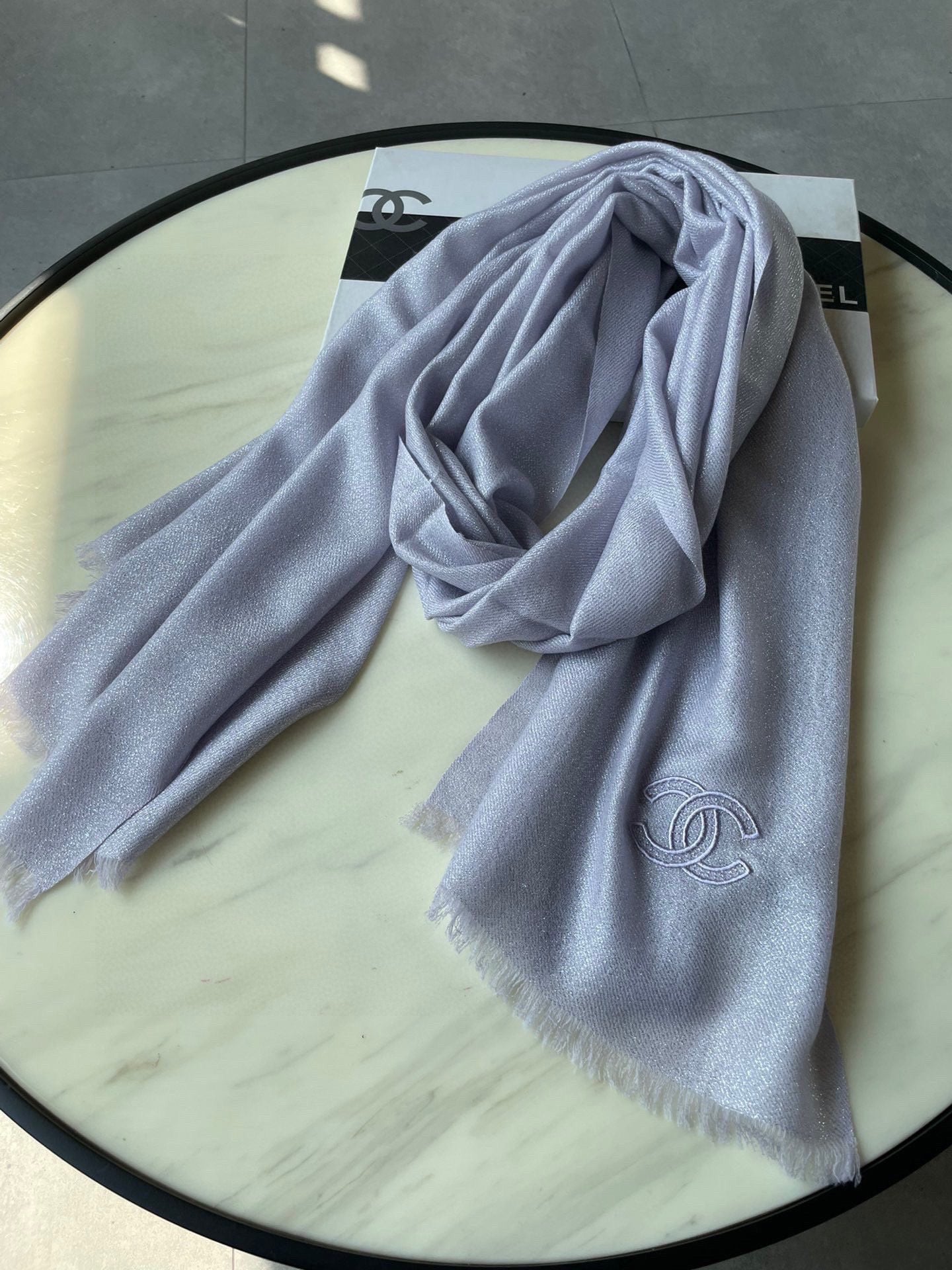 CC Scarf 210 CM In Light Grey Purple Cashmere 418352