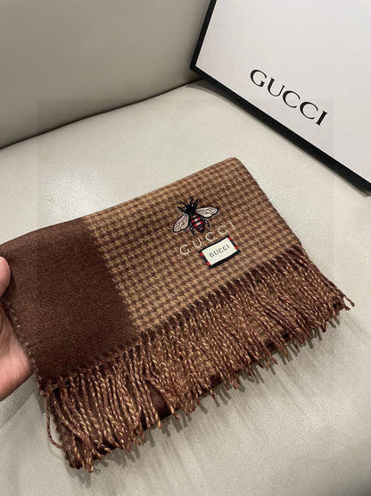 GG Double-Sided Scarf 180CM Brown Cashmere 287526