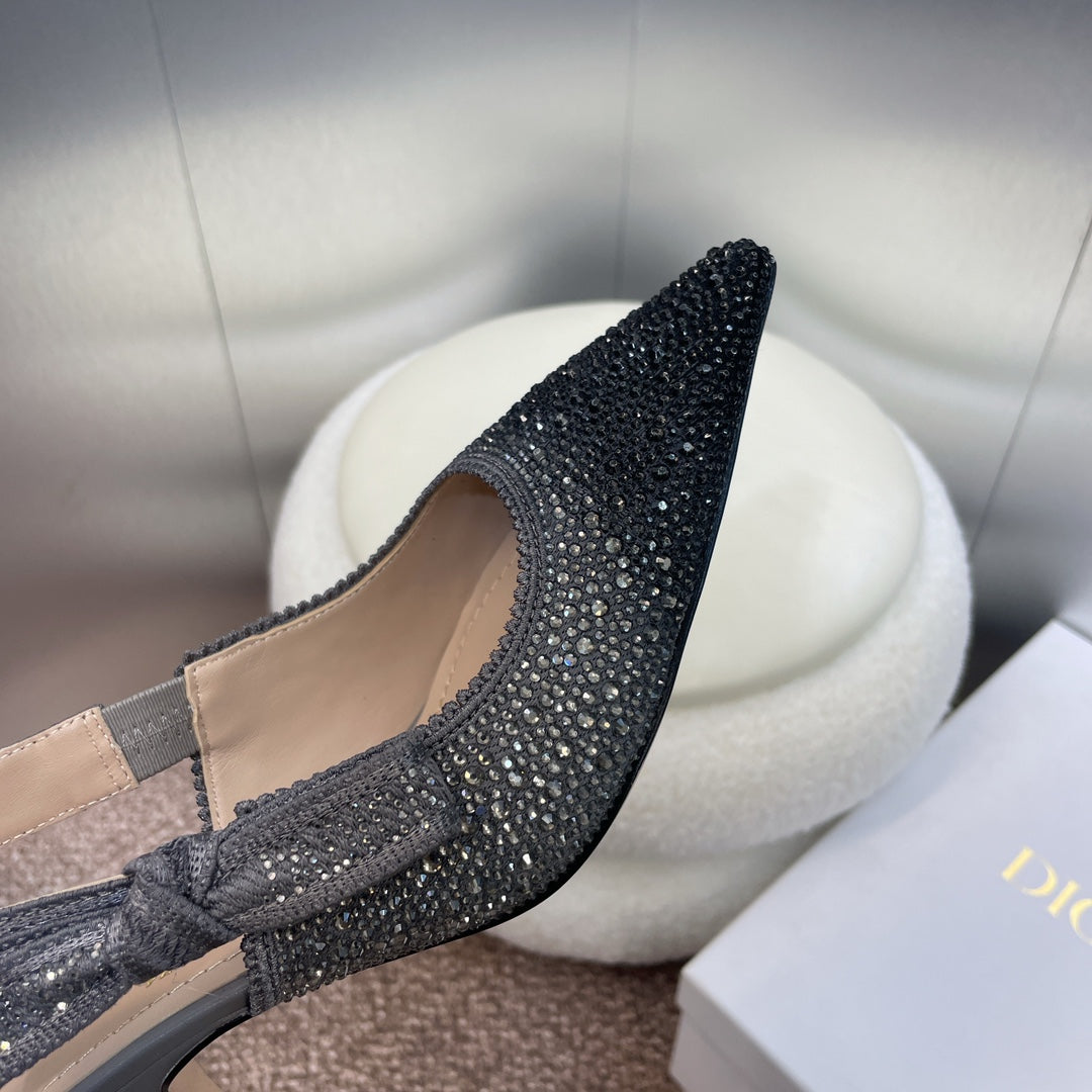 cd slingback pump 65 opaque black calfskin resin pearl