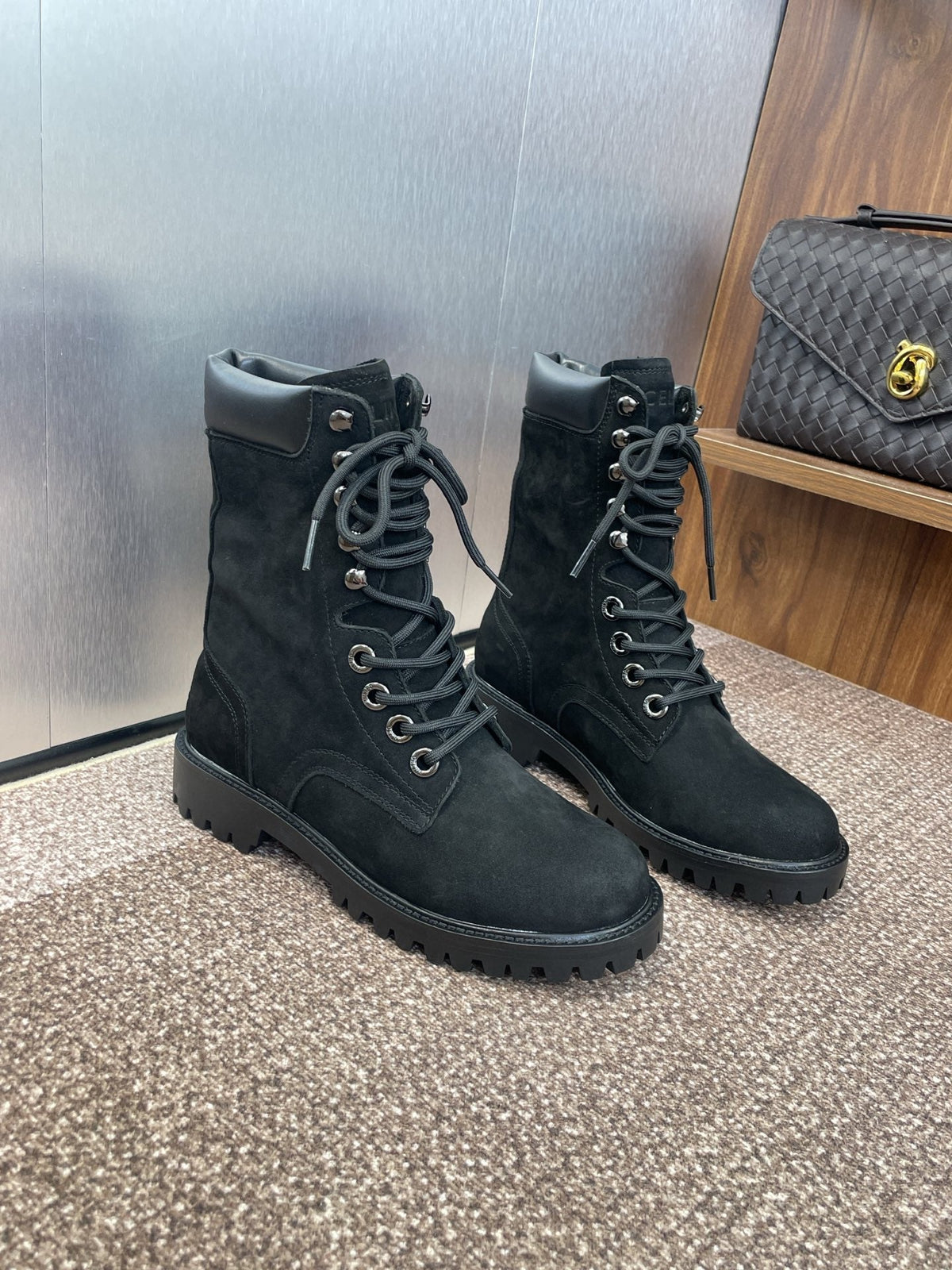 CELINE Ankle Boots Black Suede 433389