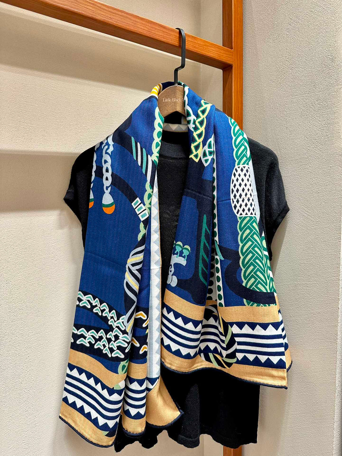 Fantaisie d'Etriers Shawl 140 CM Green Mix Blue Colorful Silk