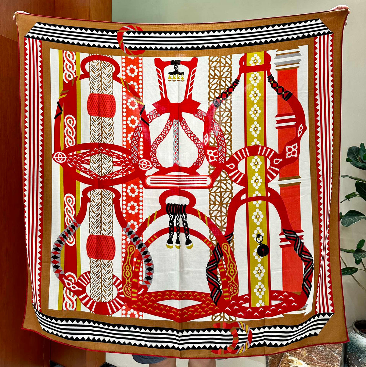 Square Scarf 140 CM Red Colorful Silk