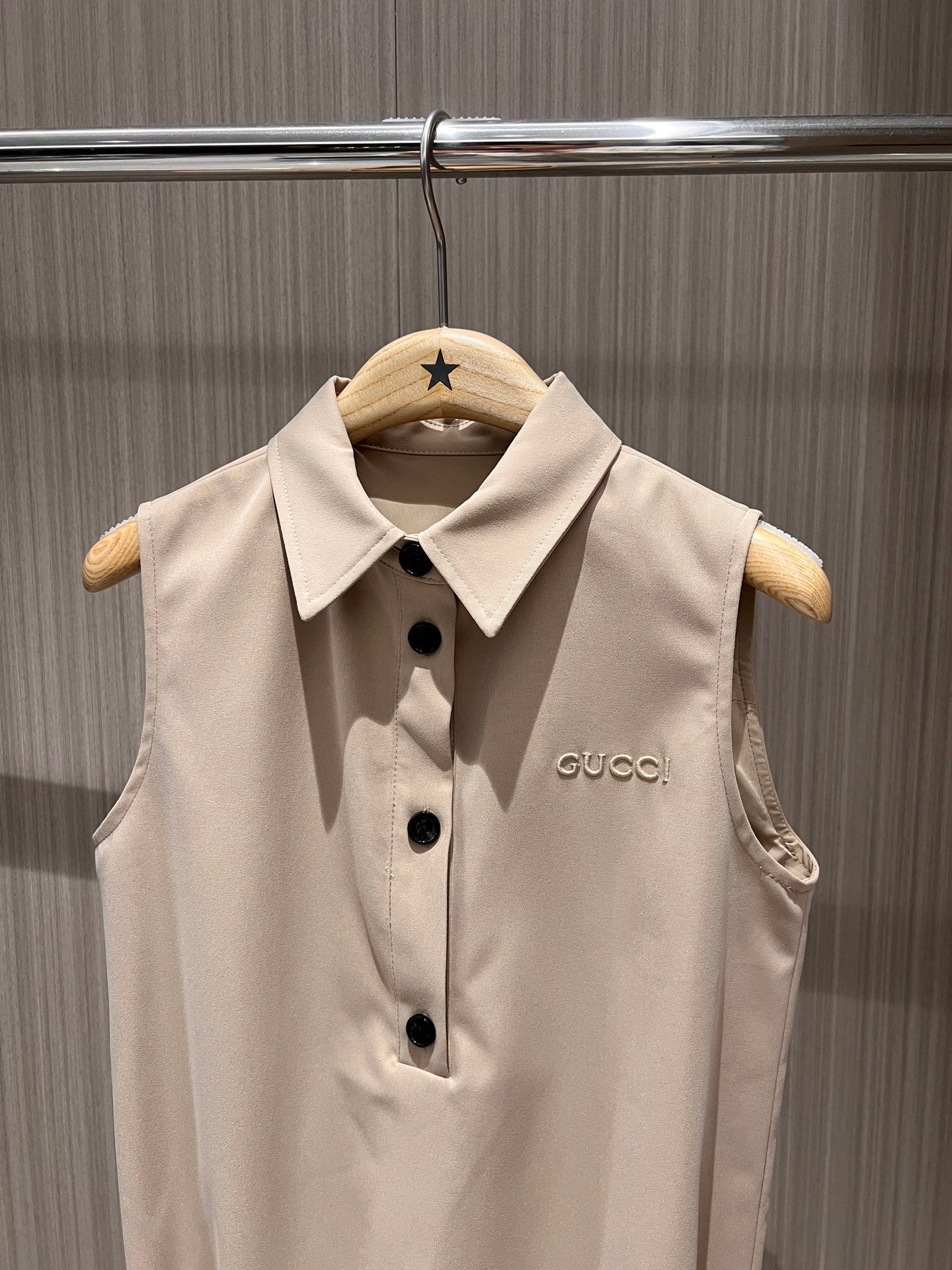 Gucci Sleeveless Vest Dress Beige Polyester Fiber