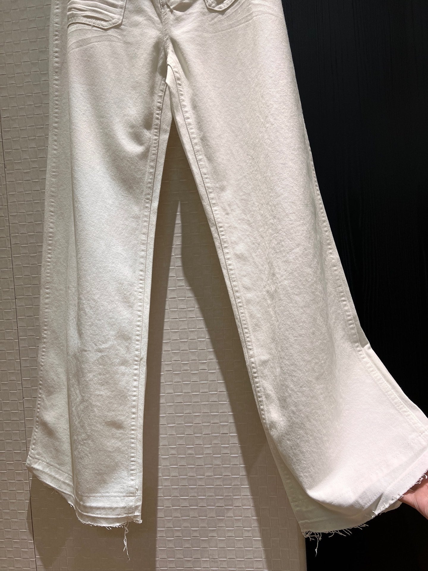 CD Straight Wide-leg Pants White Cotton