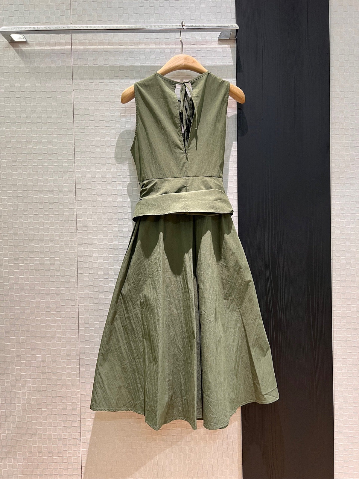 Loewe  Lace-up Vest Dress Green Cotton