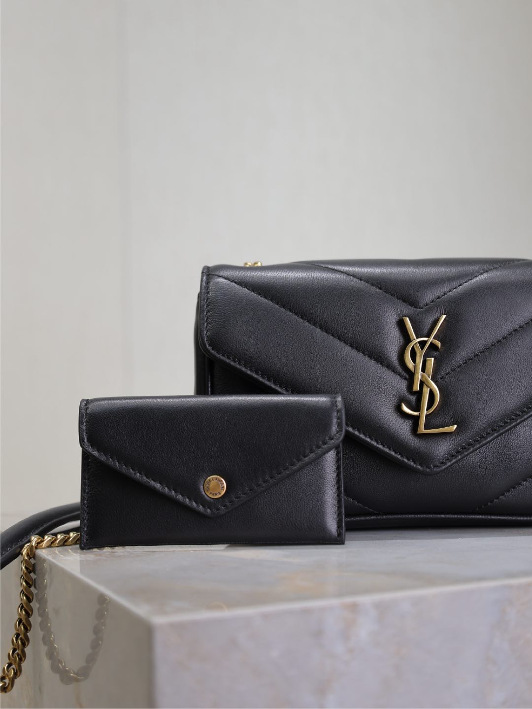 LOULOU MINI 20 IN BLACK SHEEPSKIN GOLD HARDWARE