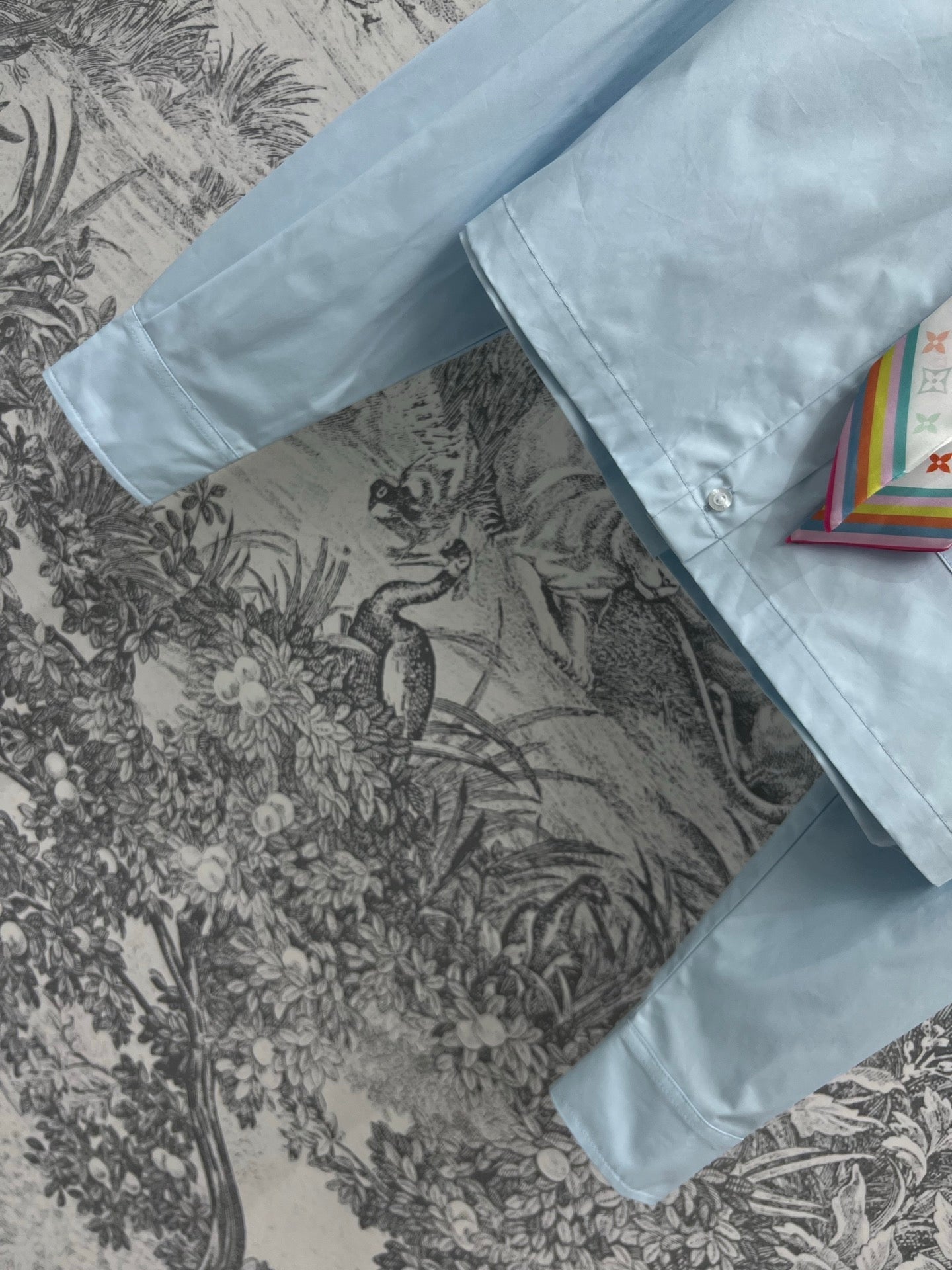 LV 25  Short Shirt Light Blue Cotton