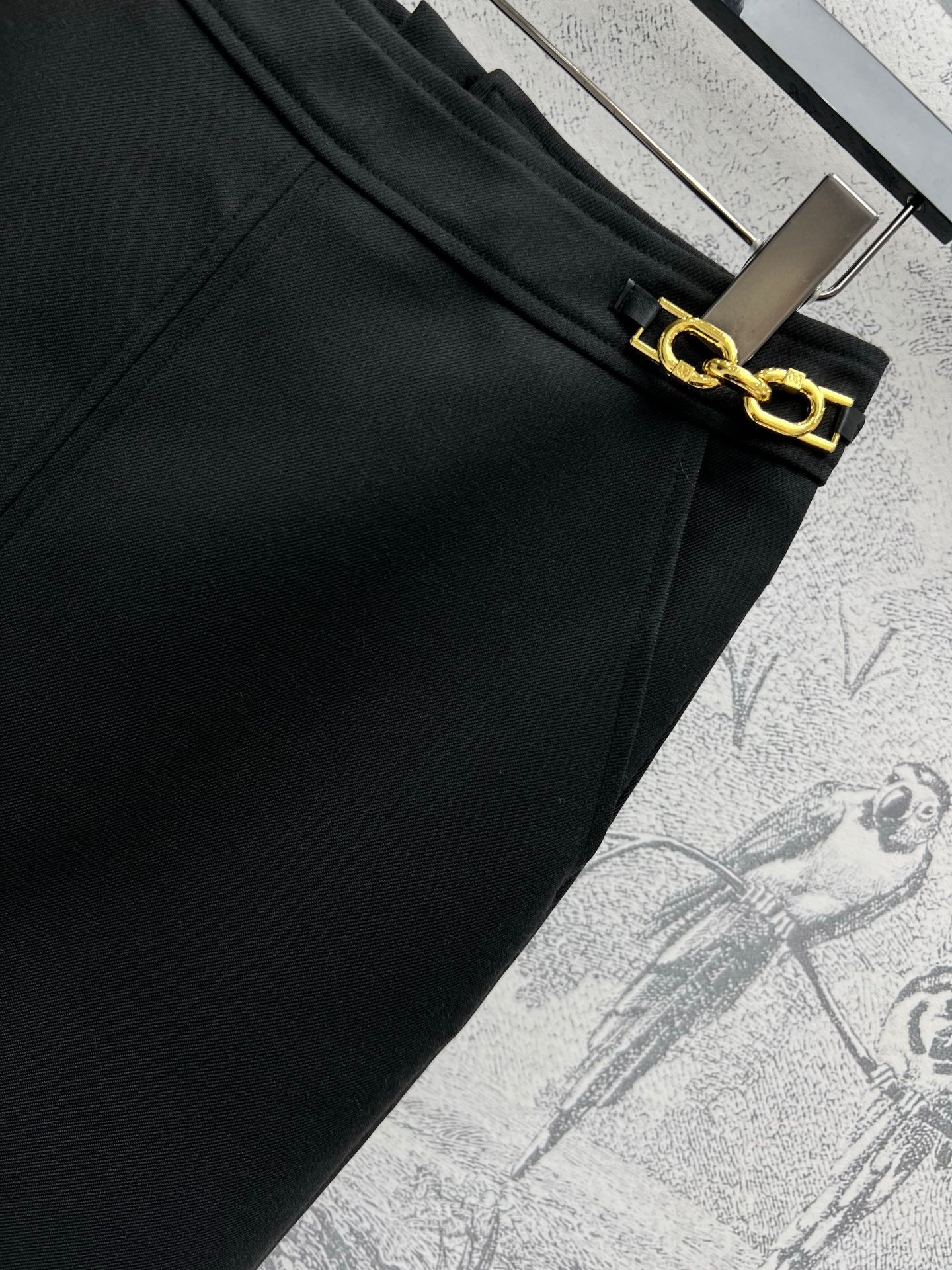LV 25  Long Skirt Logo Black Polyamide Wool