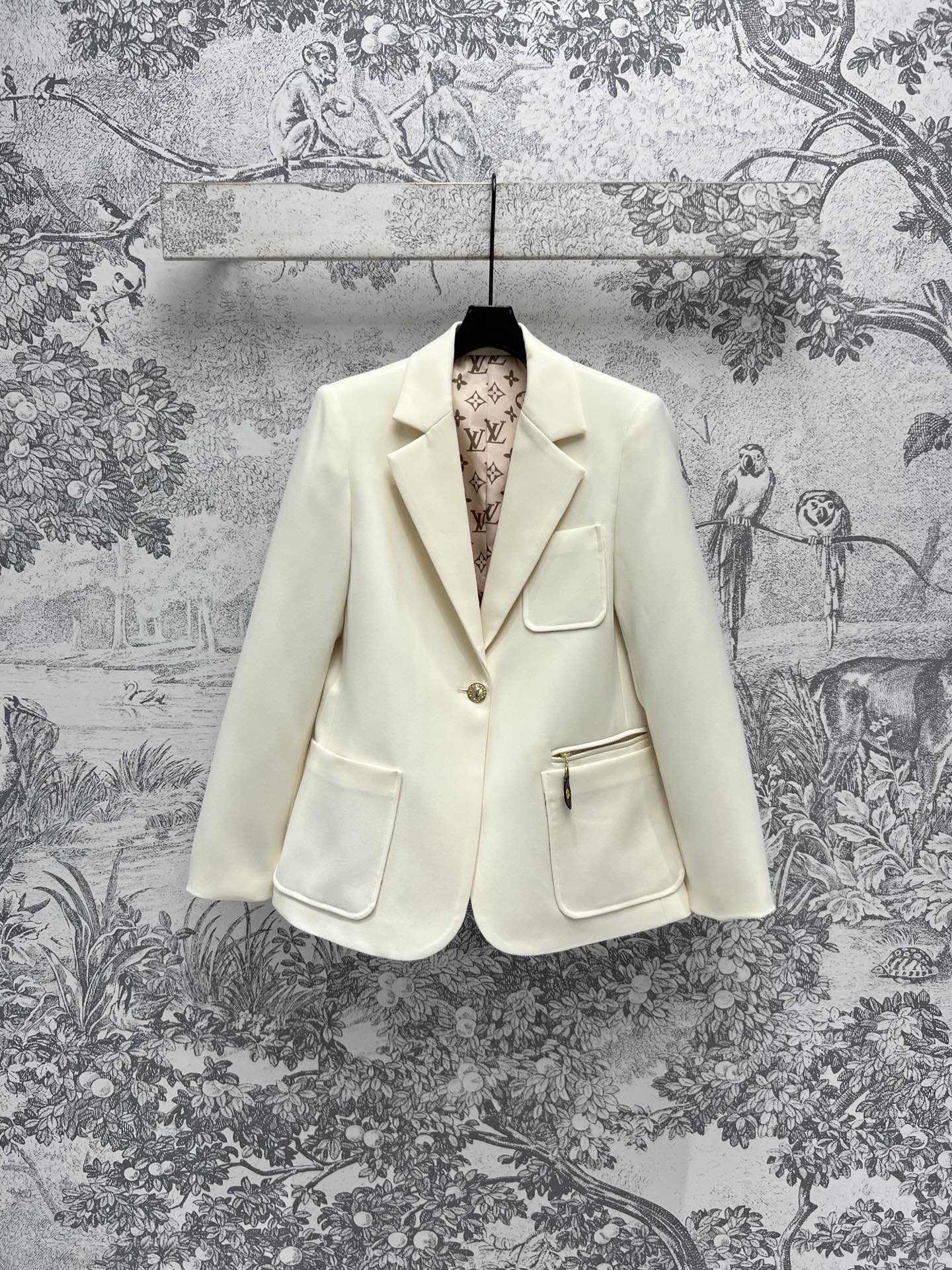 LV 25 Flower Vest White Polyamide Wool