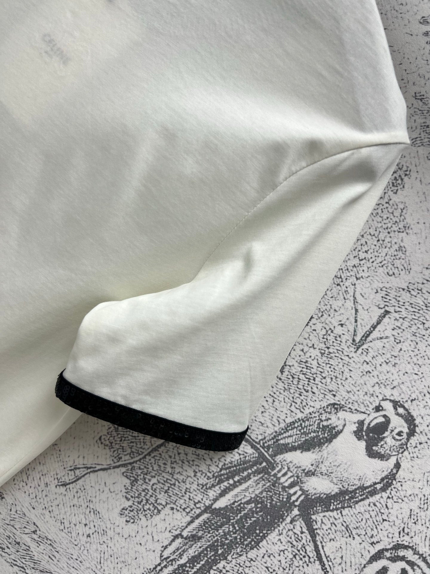 Celine 25 Embroidered Logo T-shirt White mix Black Cotton Polyester