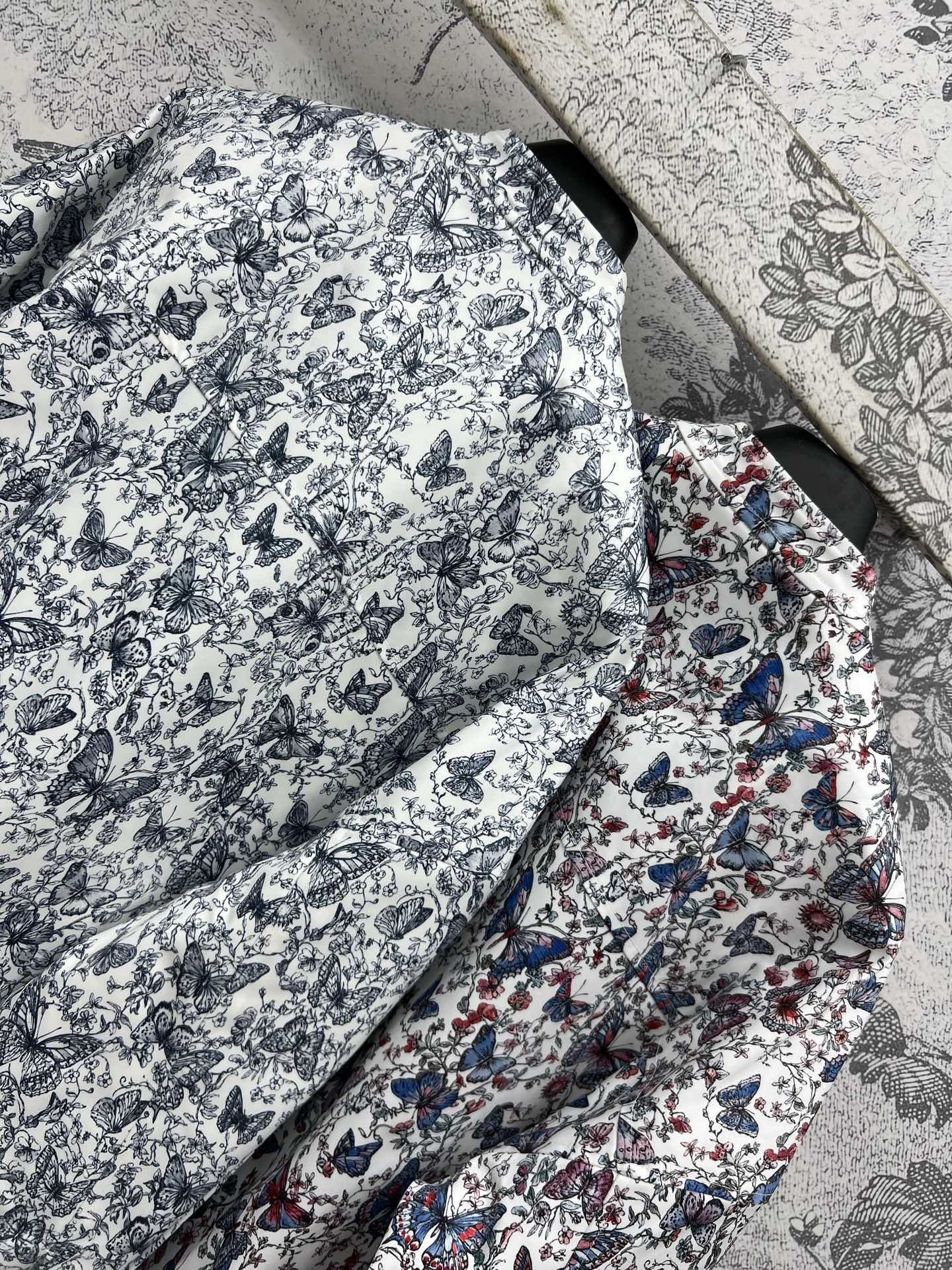 CD 25 Butterfly Floral Print Stand Collar Jacket Polyester