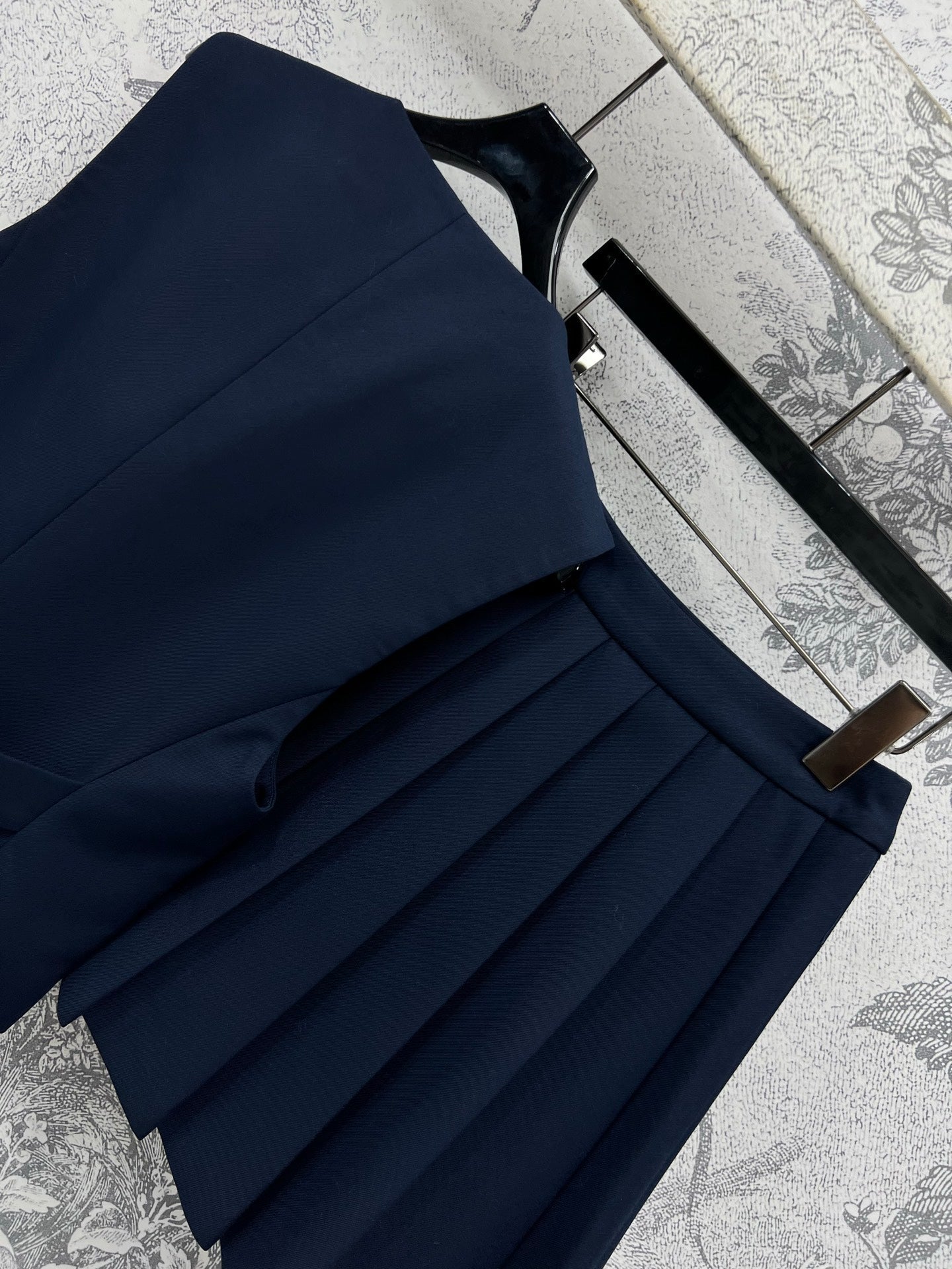 LV 25 Slight Waist Design Set Vest Blue Polyester