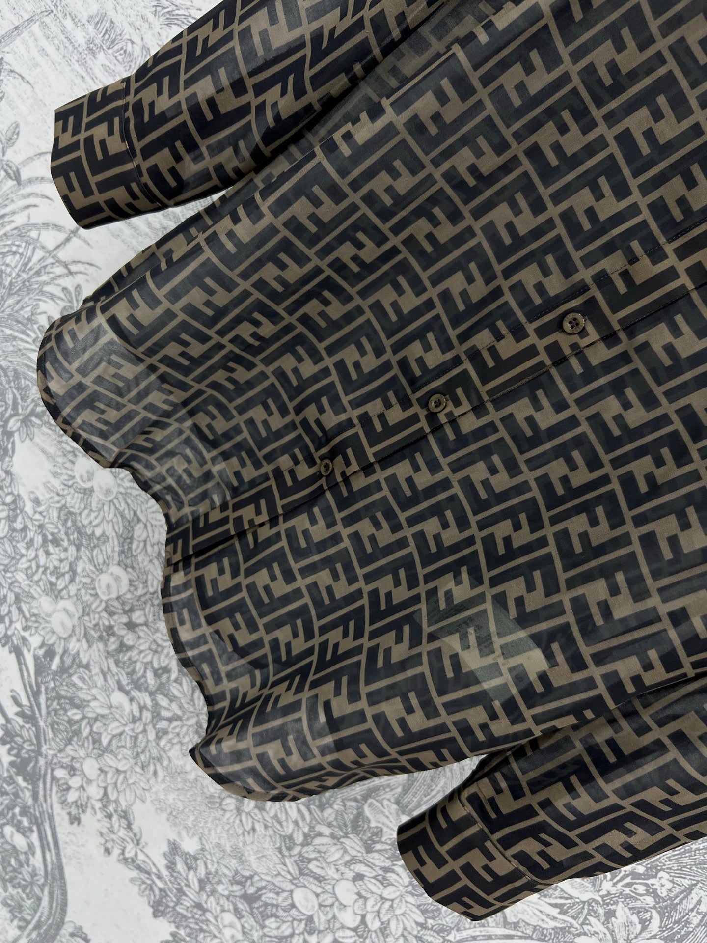 Fendi 25 Shirt Black Brown Polyester fiber