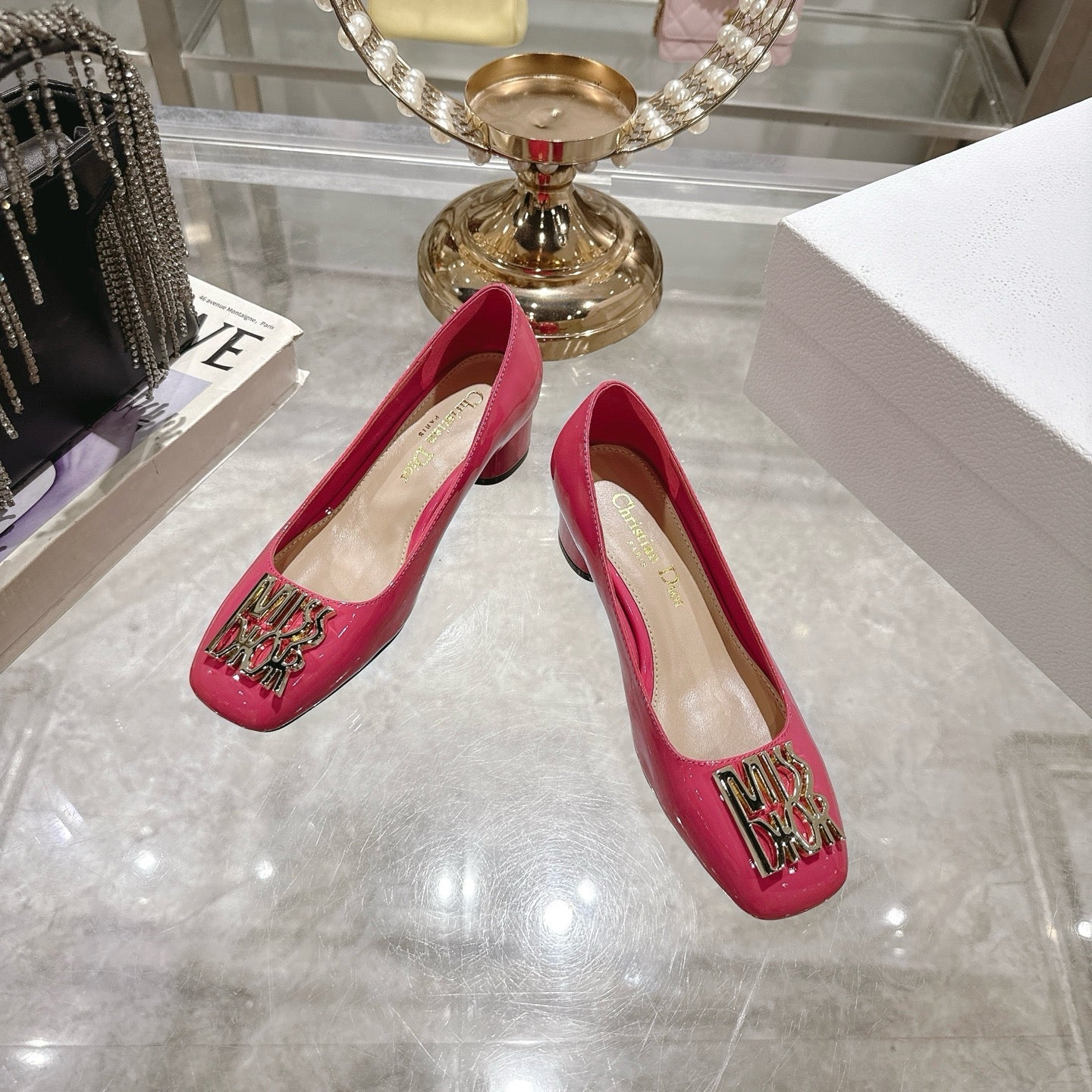 CD 25  Pump Heel Height 3cm Pink Patent Leather 393411