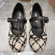Miu Miu 2026 Bouclé Check Ballet Flats Tweed Leather 999630