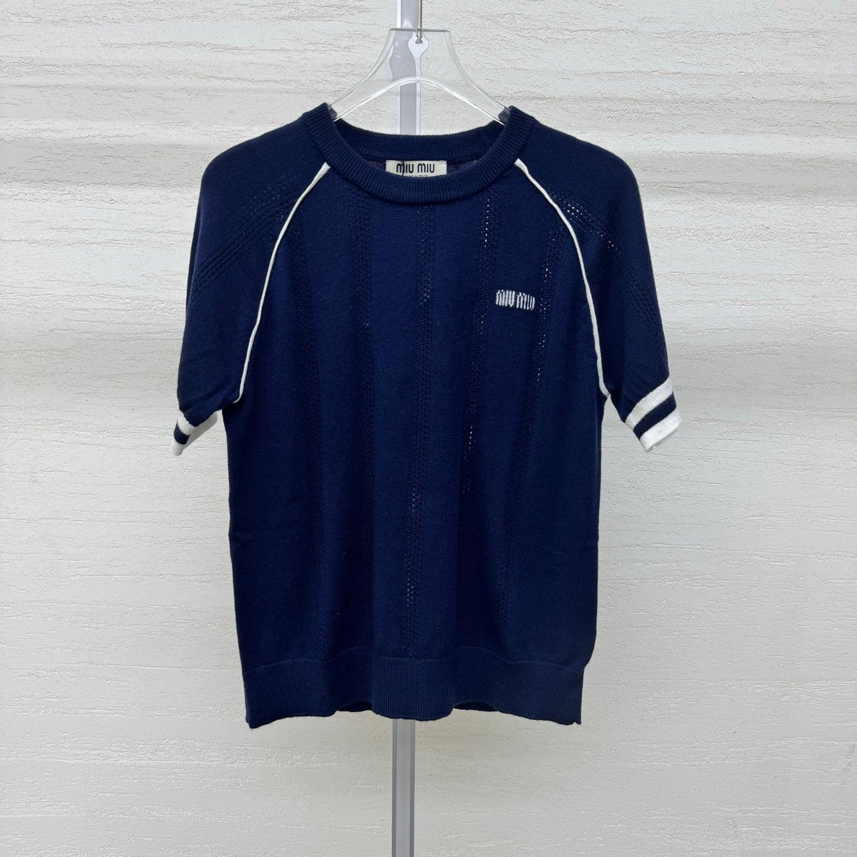 Miumiu 2026 T-shirt Blue White Wool Cashmere 356971