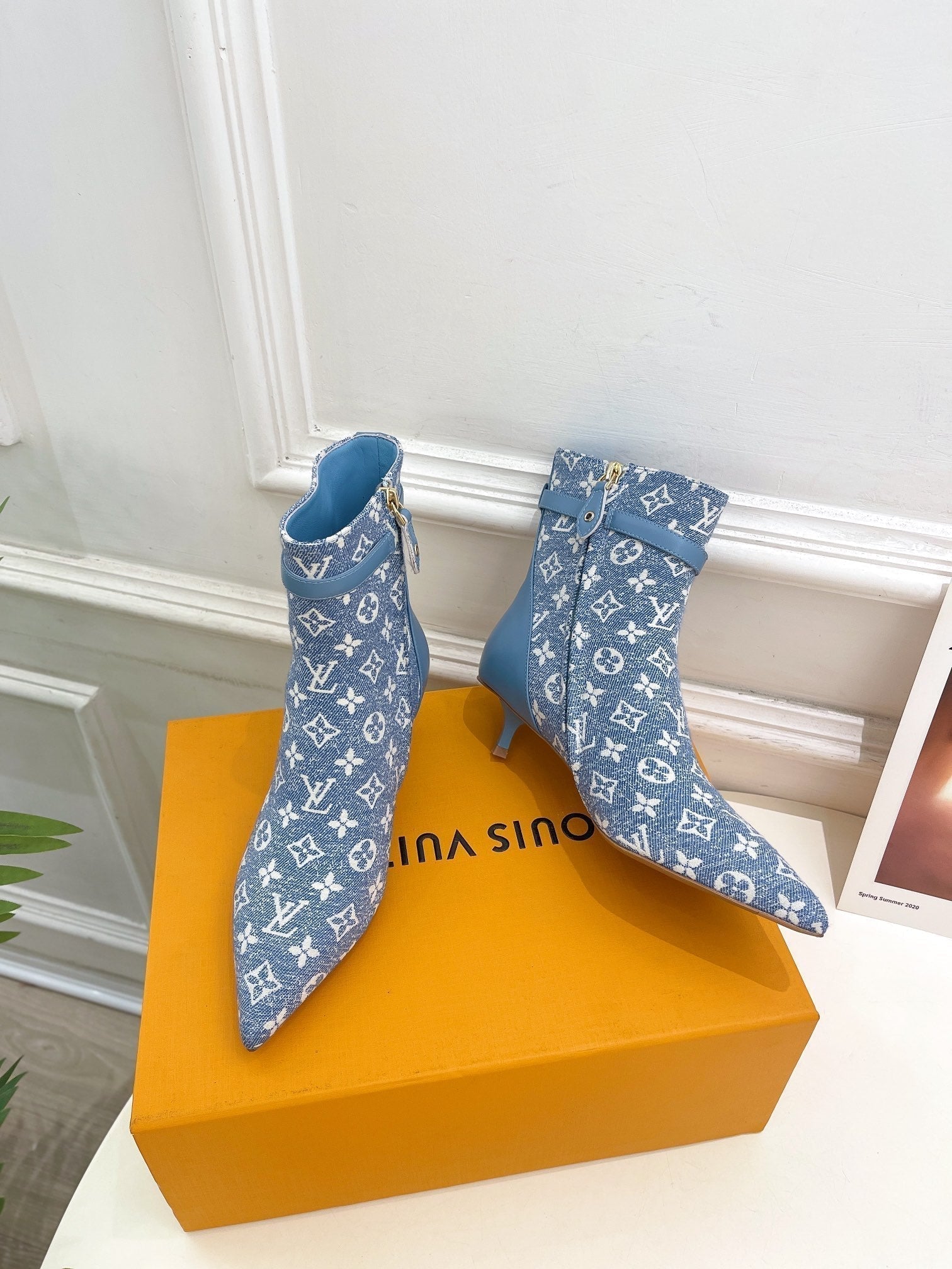 LV Stellar Ankle Boot 40mm Light Blue Monogram Jacquard Fabric