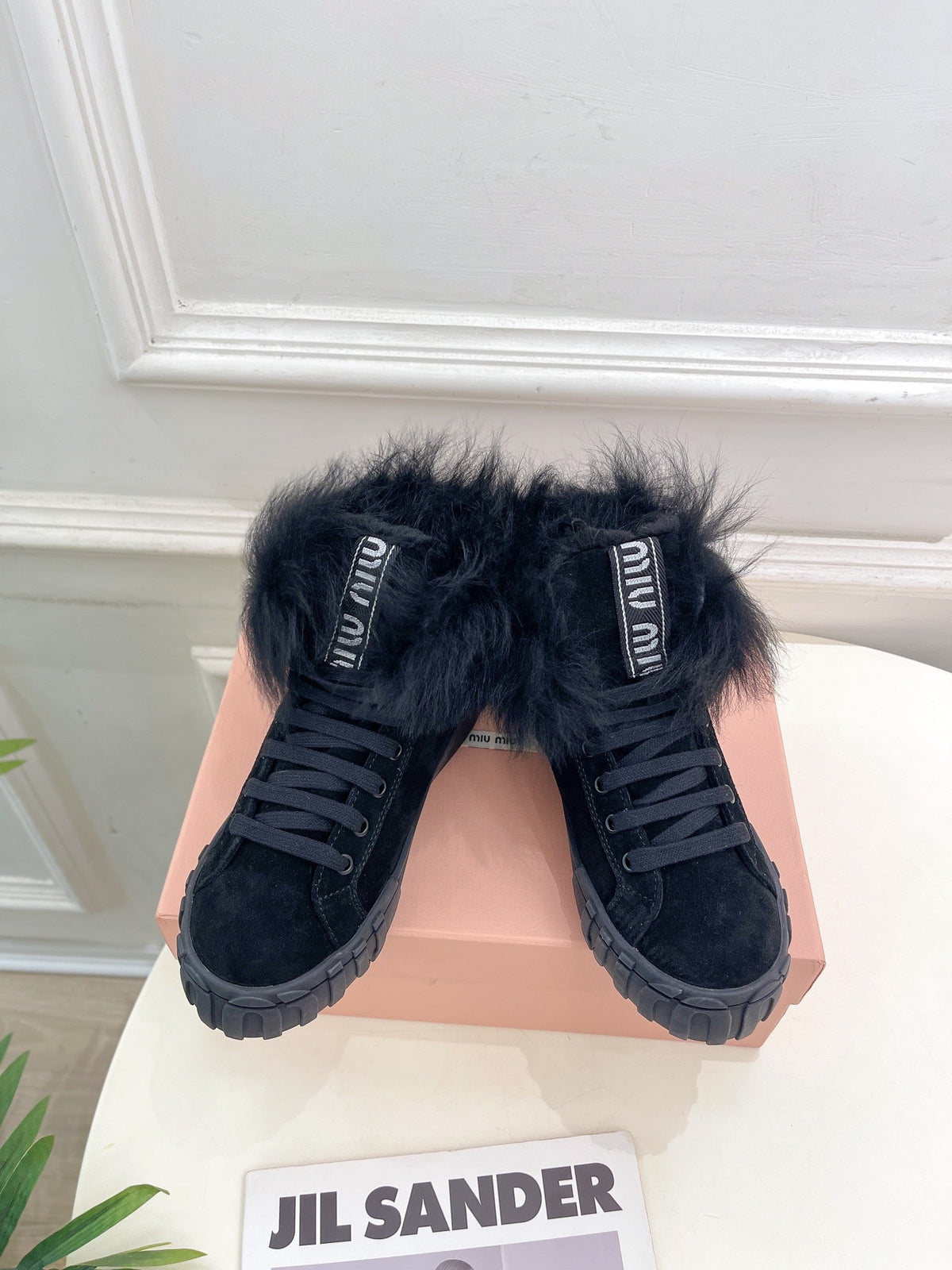 Miu Ankle Boots Black Wool