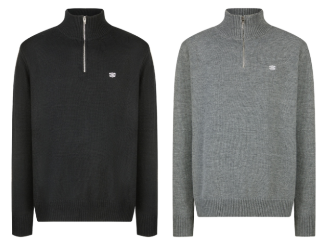 CELINE Embroidered Zipper Polo Sweater Wool Cotton